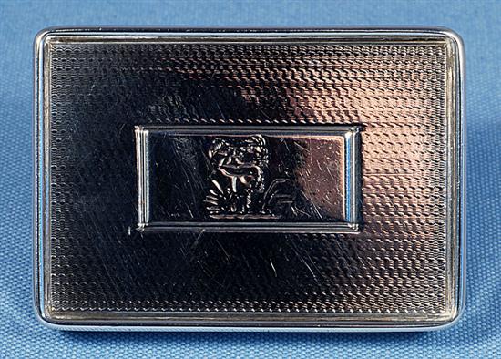 A George V engine turned silver snuff box, by George Unite, 3”/76mm x 2 1/8”/54mm Weight; 3.8ozs/107grms.